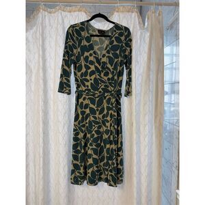 Max and Cleo Multicolor Faux Wrap Dress Petites M Knee Length 3/4 Sleeve